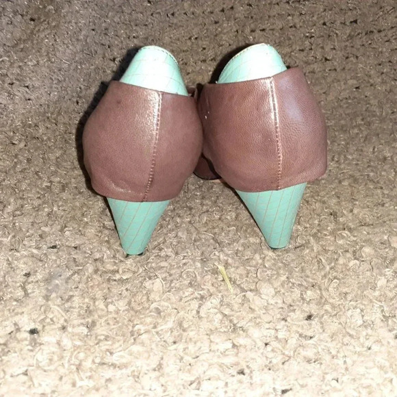 RAKISH HEELS-Rebekah Roy Stylist-Brown/Turquoise Leather-RARE-Size 39-Near Mint - Picture 4 of 6